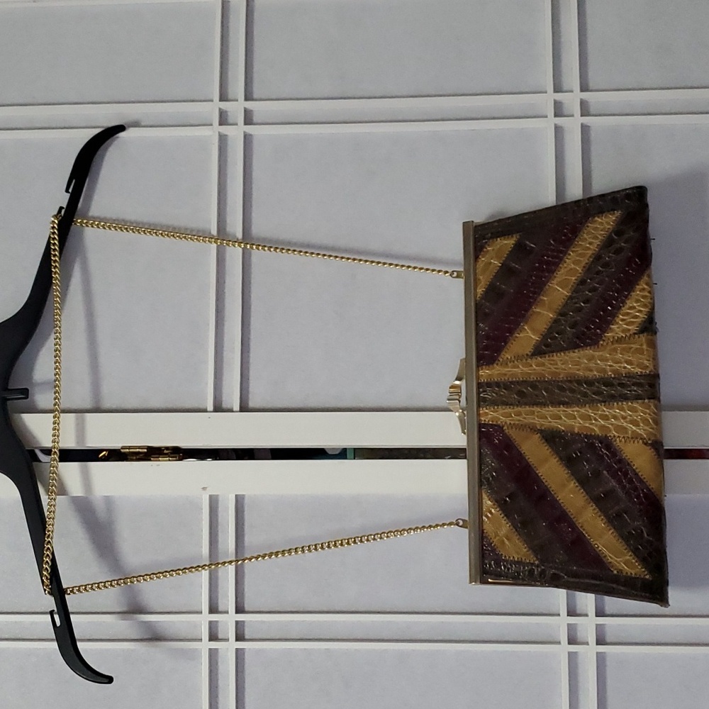 Vintage 70's Snakeskin Chevron Purse